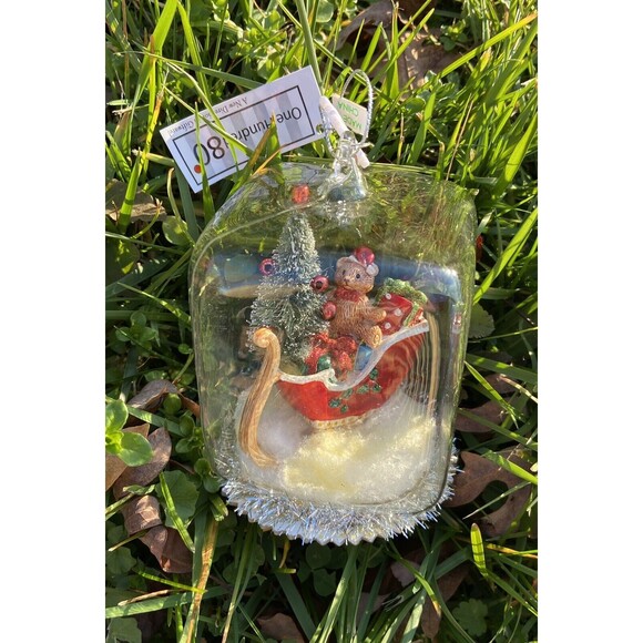 One Hundred 80 Degrees Domed Bear with Santa's Sleigh Ornament nwt - Picture 7 of 7